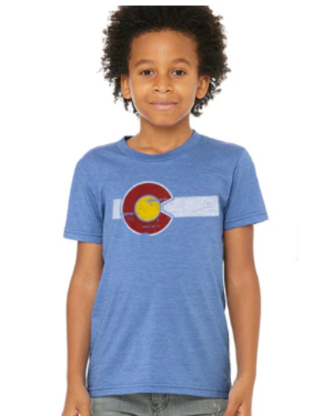 Yo Colorado Kids' Small Classic Colorado Flag Light Blue T-Shirt NWT Cotton
